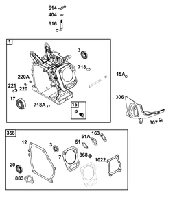 Cylinder Group Diagram and Parts List for 13A135-0026-F1 100000 - 19Z999 Briggs and Stratton Engine